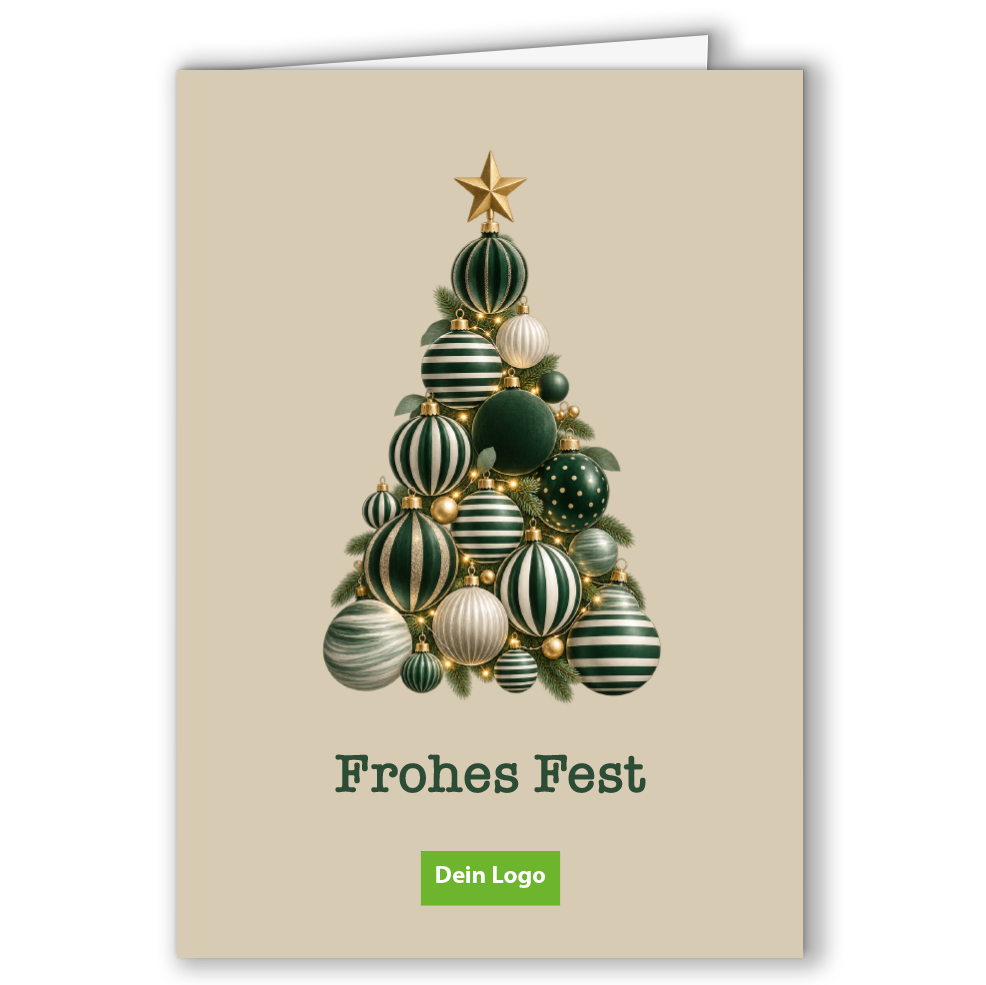 Geschäftliche Weihnachtskarte „Kugelbaum“