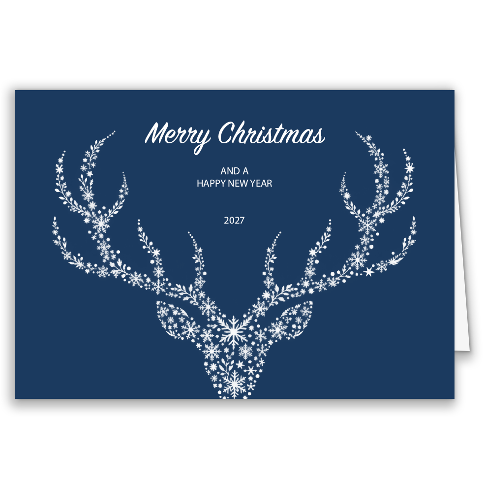 Geschäftliche Weihnachtskarte „Winterhirsch“