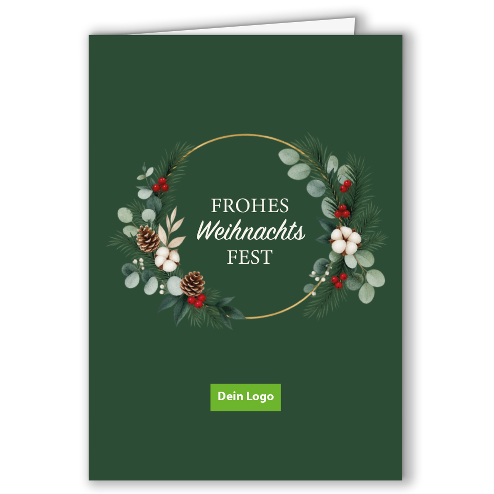 Geschäftliche Weihnachtskarte „Festlicher Naturkranz“