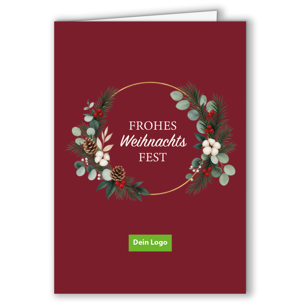 Geschäftliche Weihnachtskarte „Festlicher Naturkranz“