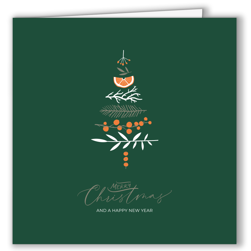 Geschäftliche Weihnachtskarte „Festliche Zweige“