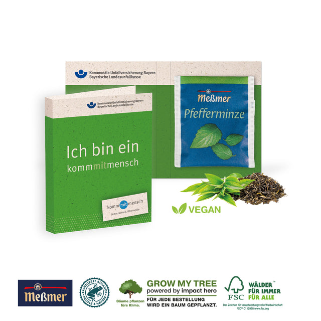 Tee als Werbegeschenk: Werbe Klappkarte mit Premium Tees