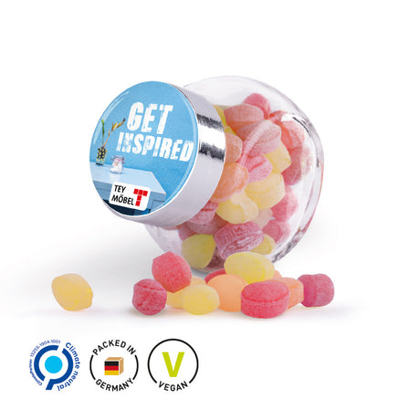 Bonbonglas Mini mit Doming-Etikett