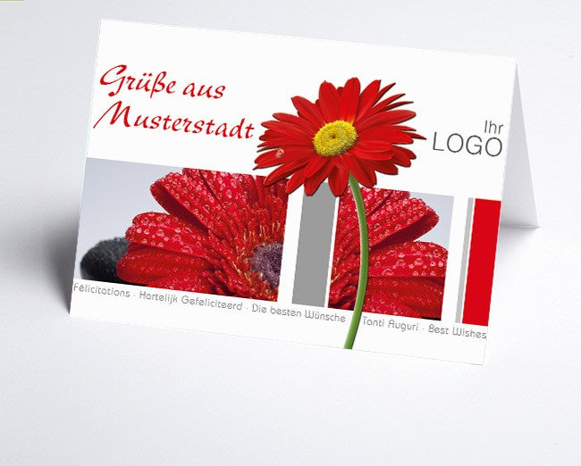 Grüße aus... Glückwunschkarte Rote Gerbera