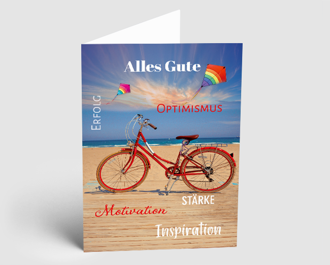 Grusskarte rotes Fahrrad