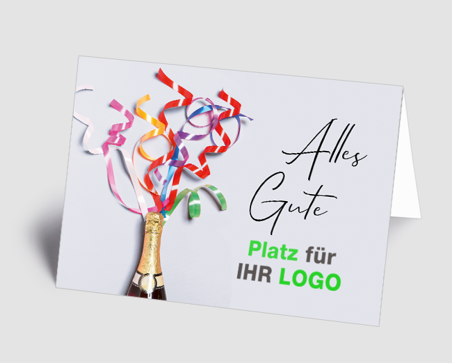 Logo-Grusskarte Luftschlangen