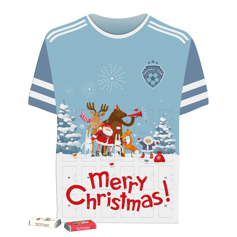 Adventskalender Trikot mit Schokotäfelchen