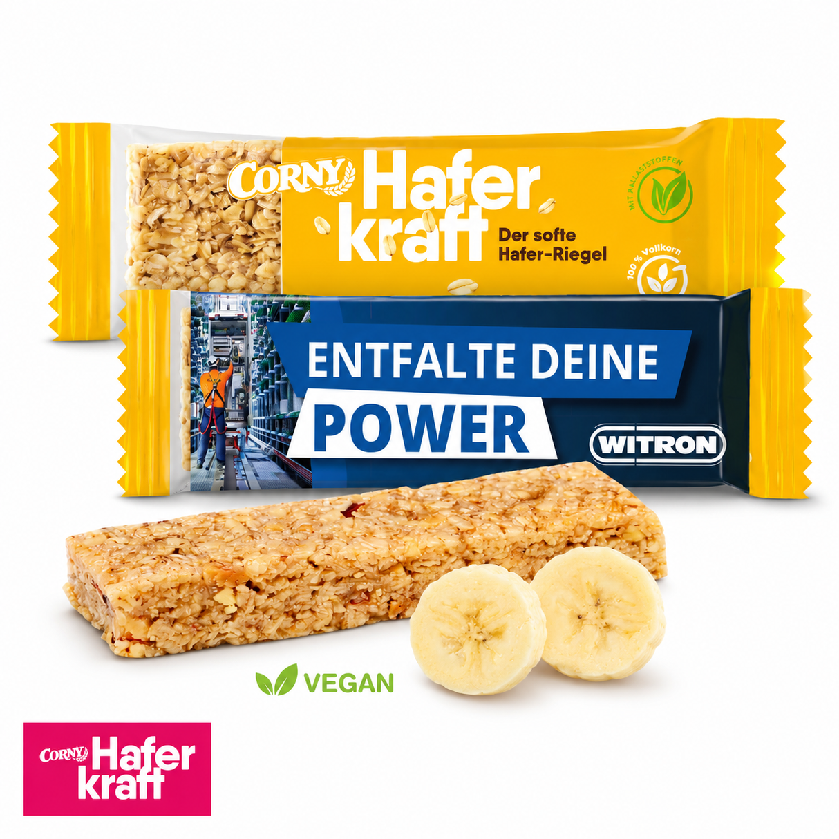 Corny Haferkraft bedrucken mit Logo als Werbegeschenk 