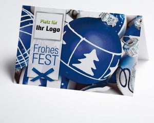 Weihnachtskarte mit Kugeln blau