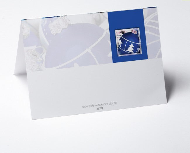 Weihnachtskarte mit Kugeln blau