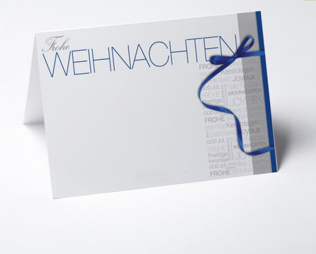 Weihnachtskarte blau Schleife