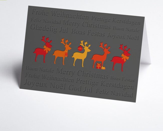 Weihnachtskarte bunte Hirsche