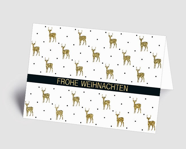 Weihnachtskarte Hirsche weiß-gold