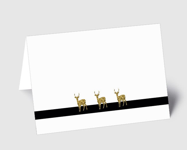 Weihnachtskarte Hirsche weiß-gold