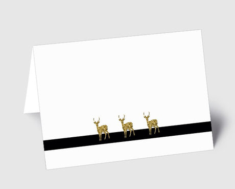 Weihnachtskarte Hirsche weiß-gold