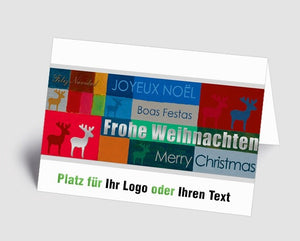 Weihnachtskarte international, bunt
