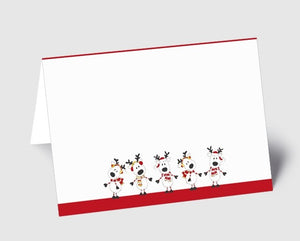 Weihnachtskarte Teamkarte rot lustige Elche