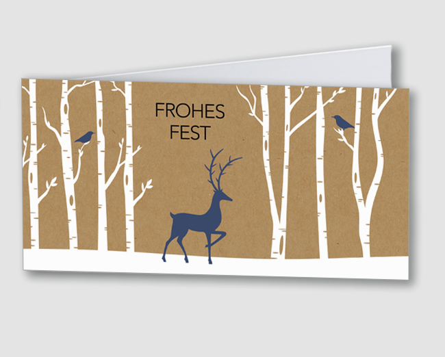 Weihnachtskarte Tiere im Winterwald