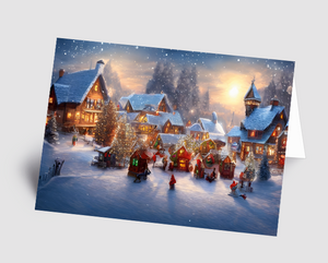 Weihnachtskarte verschneiter Weihnachtmarkt