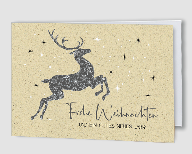 Weihnachtskarte creme/grau Snow Deer Winterdorf