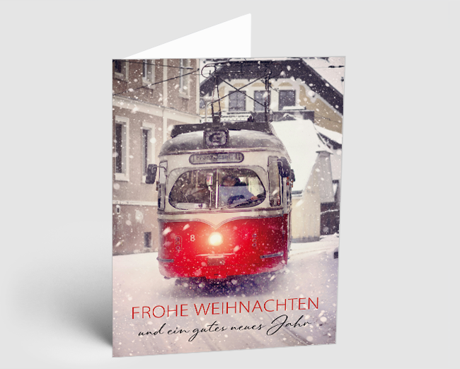 Weihnachtskarte Straßenbahn