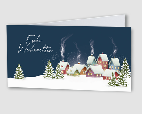Weihnachtskarte Winterdörfchen