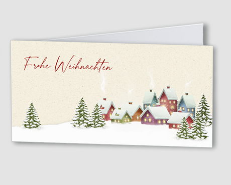 Weihnachtskarte Winterdörfchen