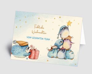 Weihnachtskarte Pinguine