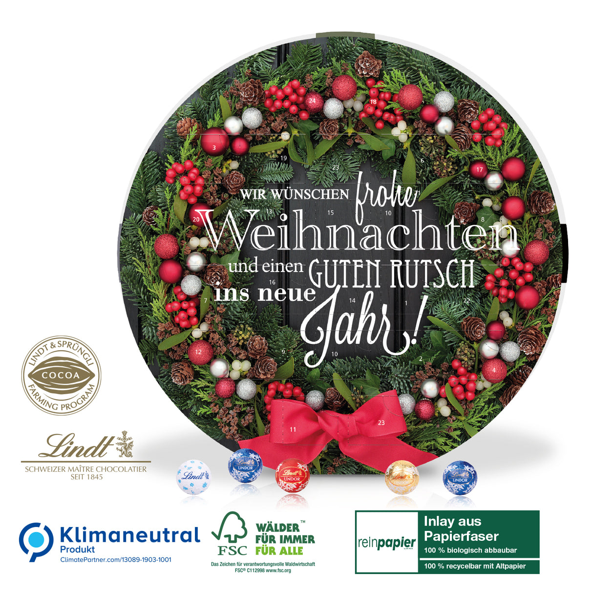 Werbeartikel Adventskalender Lindt für Mitarbeiter, Geschäftspartner und Kunden