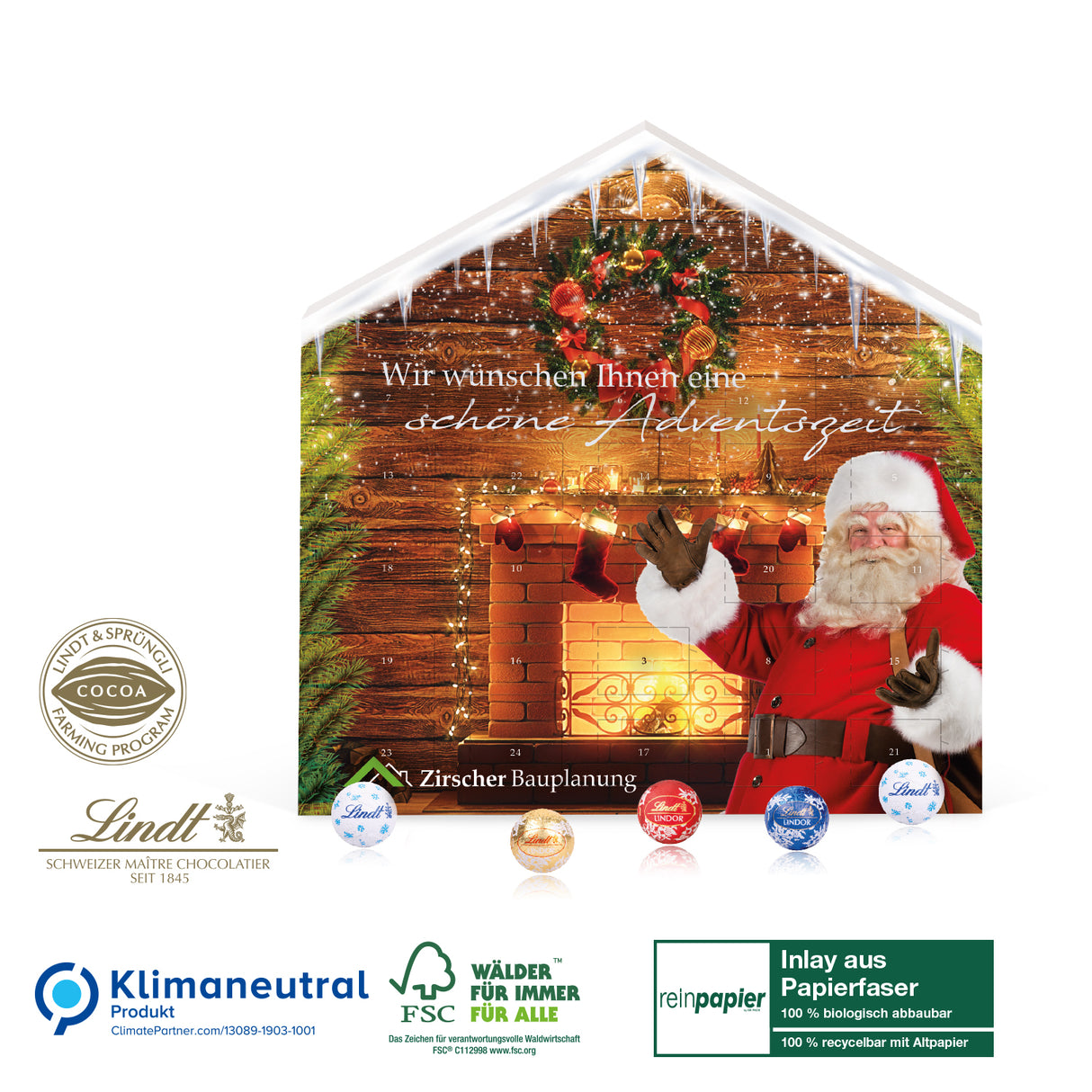 Werbeartikel Adventskalender Lindt für Mitarbeiter, Geschäftspartner und Kunden