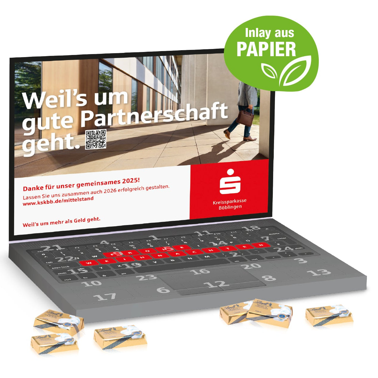 Laptop Adventskalender Werbeartikel mit Lindt Schokolade
