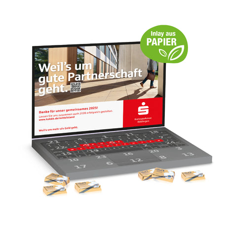 Laptop Adventskalender Werbeartikel mit Lindt Schokolade