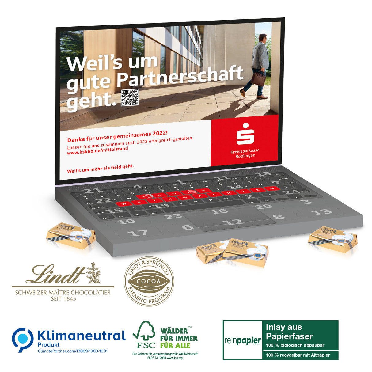 Werbeartikel Adventskalender Lindt mit Logo für Firmen