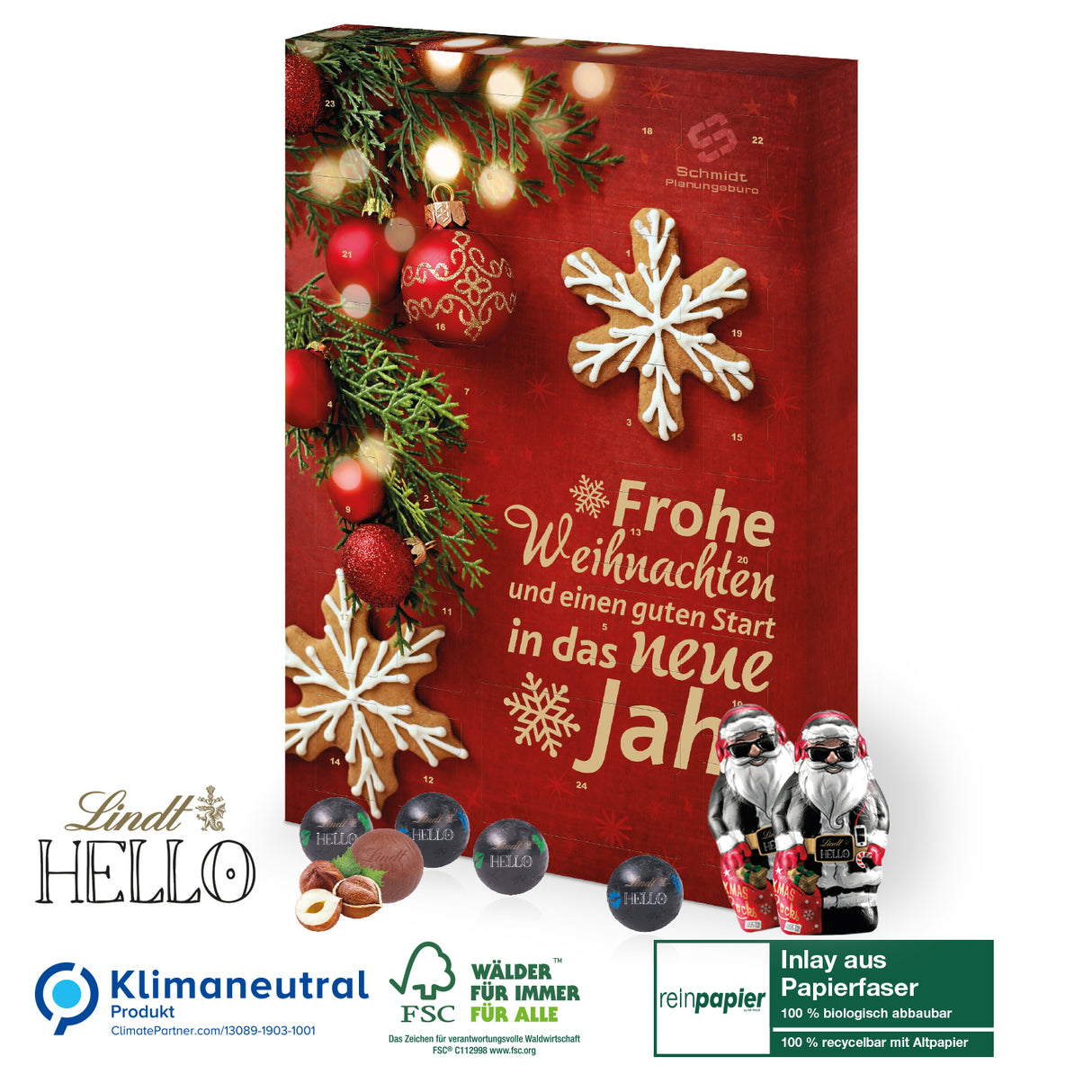 Werbeartikel Adventskalender Lindt Hello mit Logo für Firmen