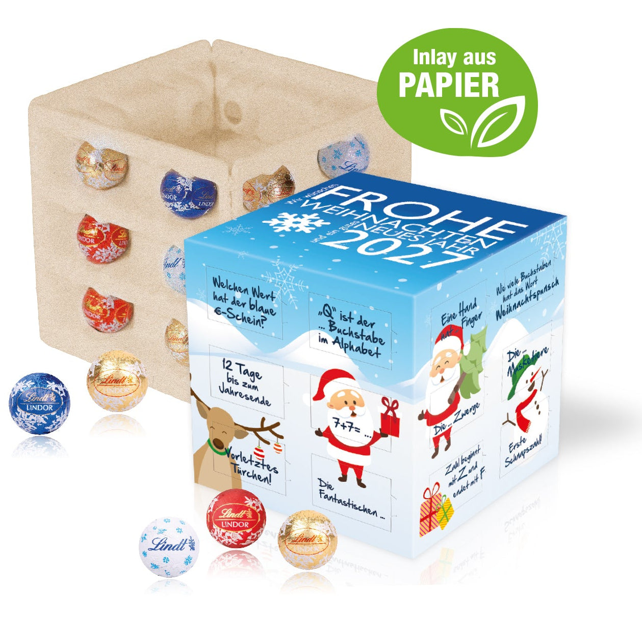 Adventskalender Lindt "Cube" mit Papier-Inlay