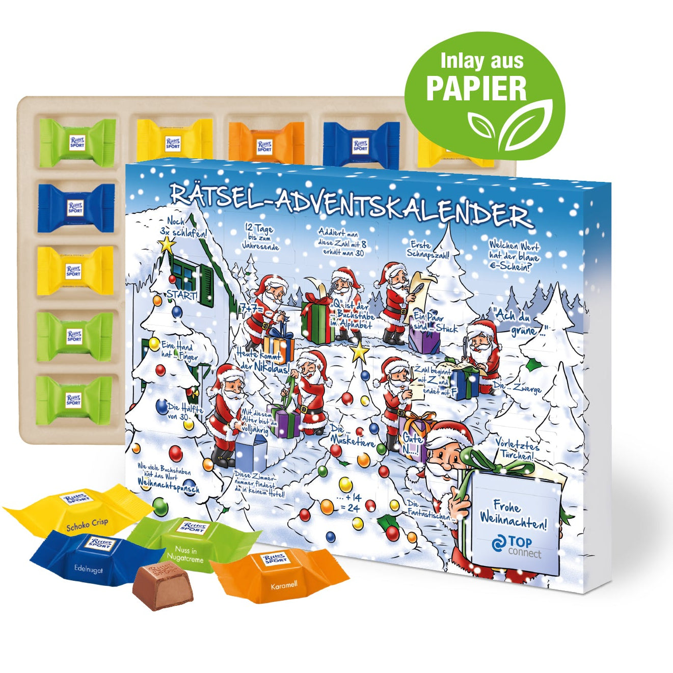 Adventskalender mit Ritter Sport Schokowürfel