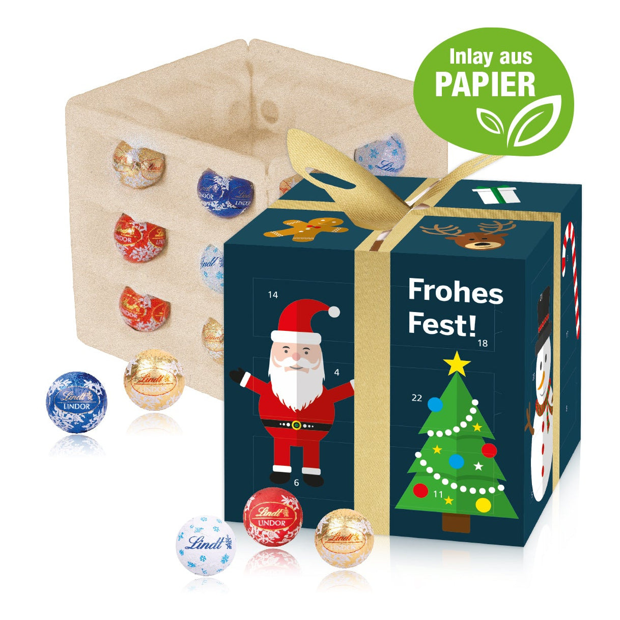 Lindt Adventskalender Cube "Geschenkzauber", Inlay aus Papier