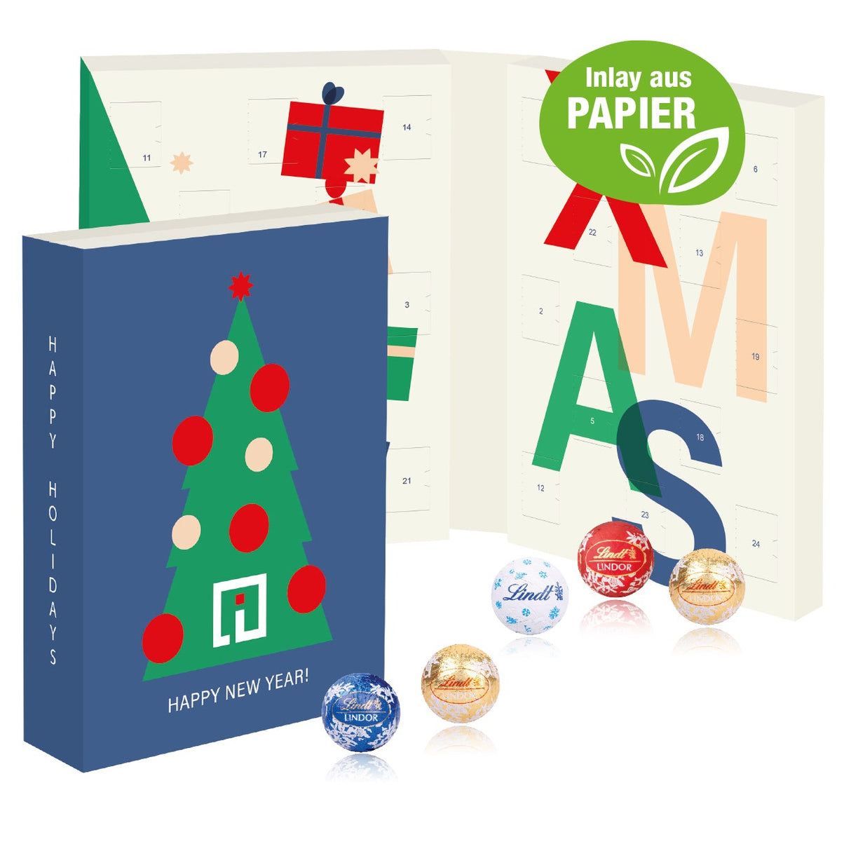 Lindt Adventskalender zum Aufklappen, Inlay aus Papier