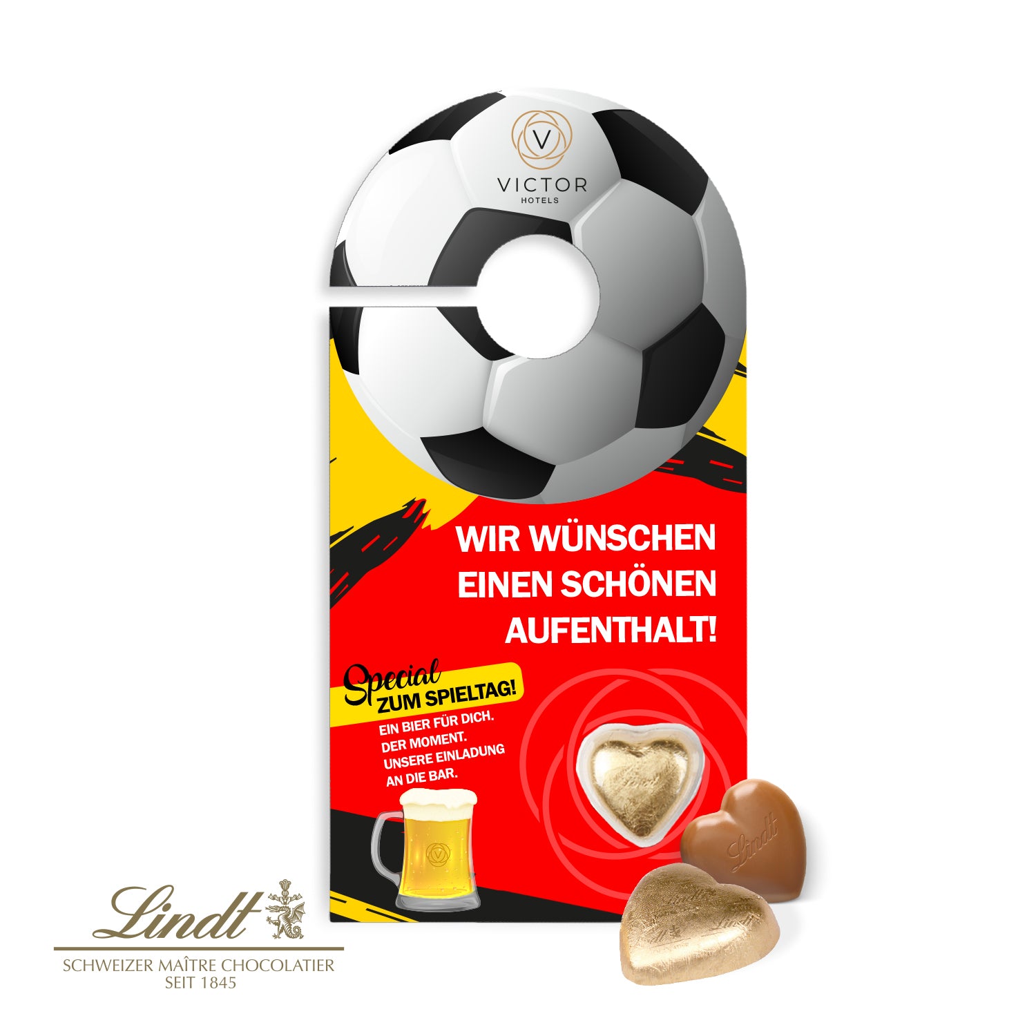 Schokokarte "Türanhänger" mit Lindt Herz