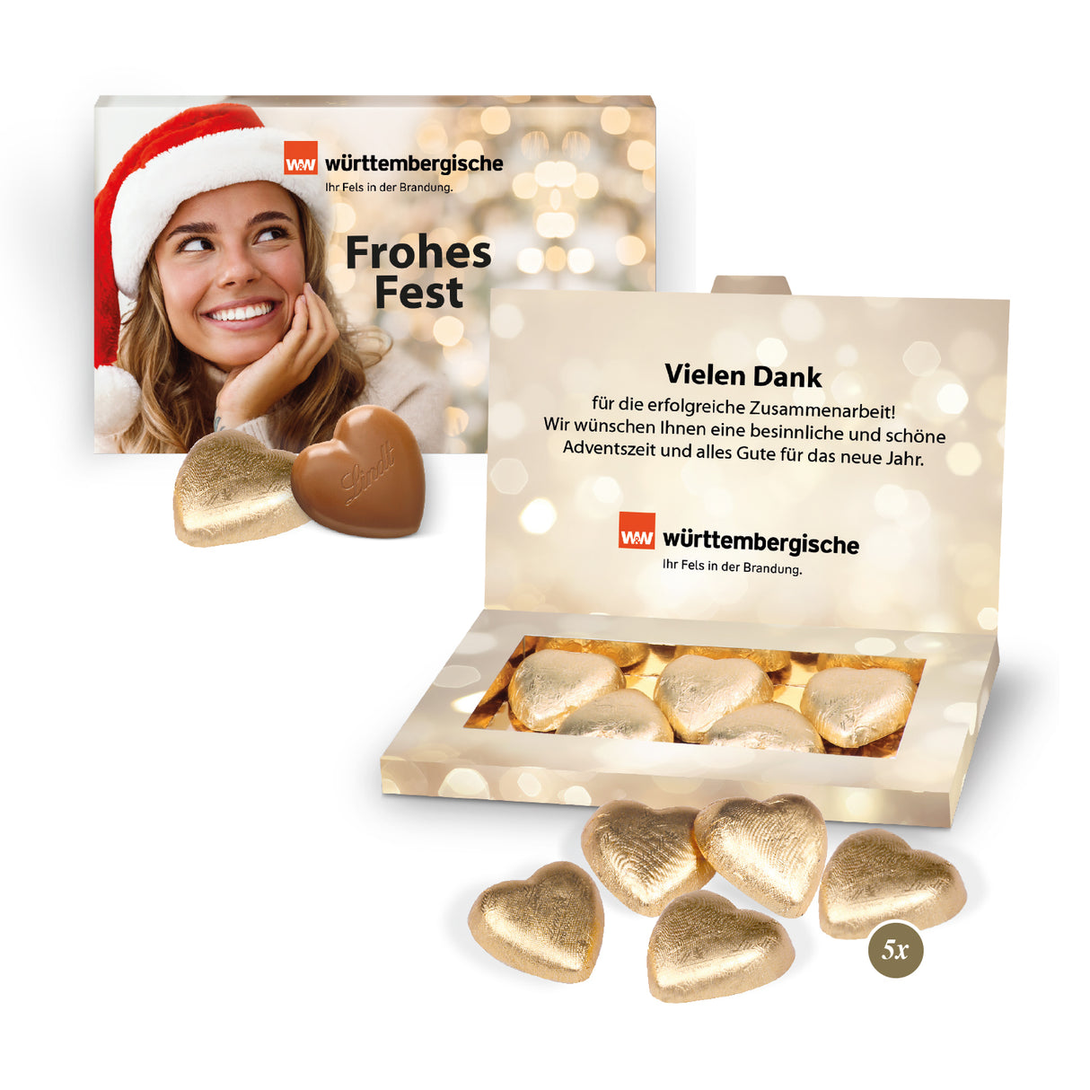 Präsentbox „Business“ mit Lindt Schokoherzen