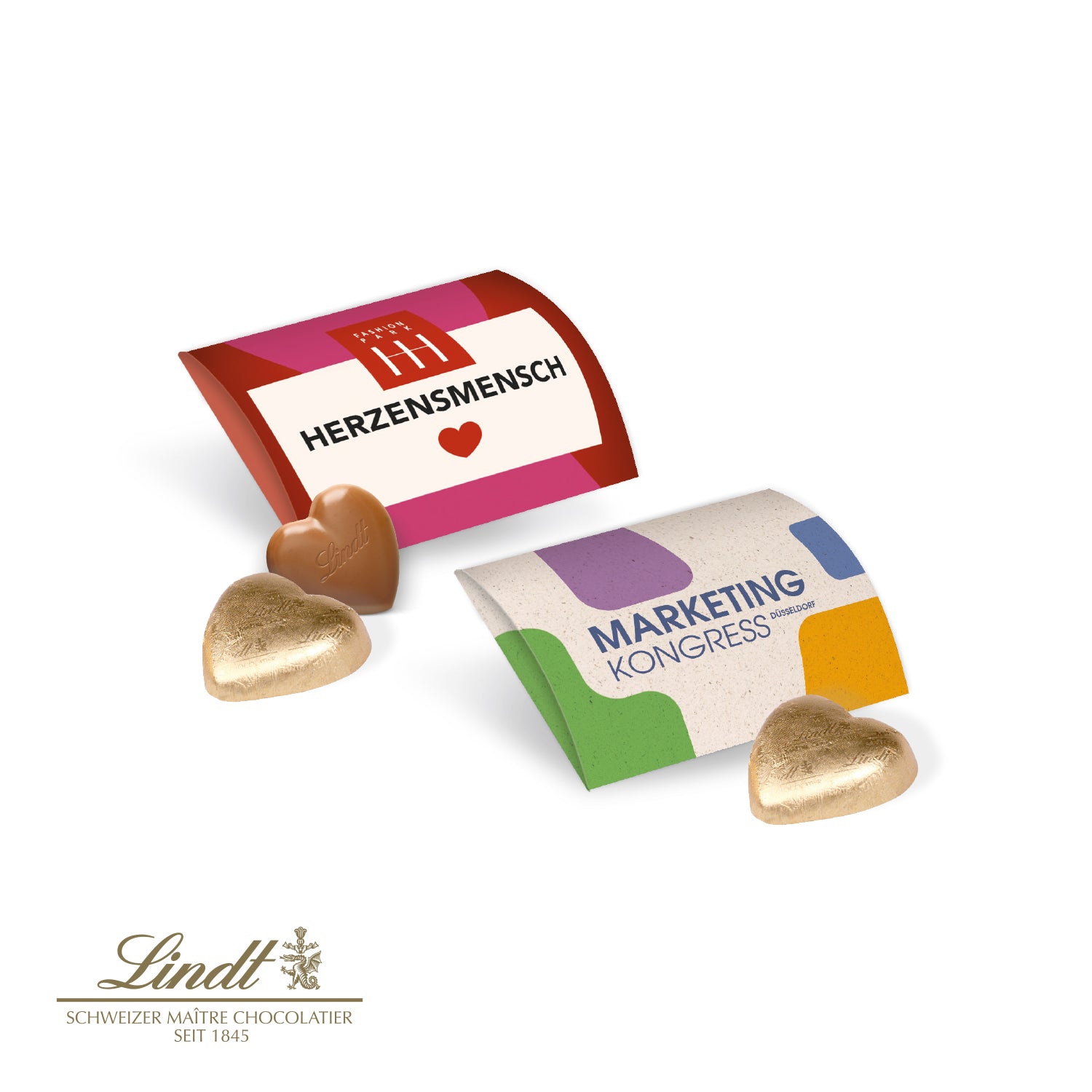 Schokolade Werbeartikel: Lindt Herz 5 g im Werbebriefchen -perfektes Give-Away für Werbezwecke