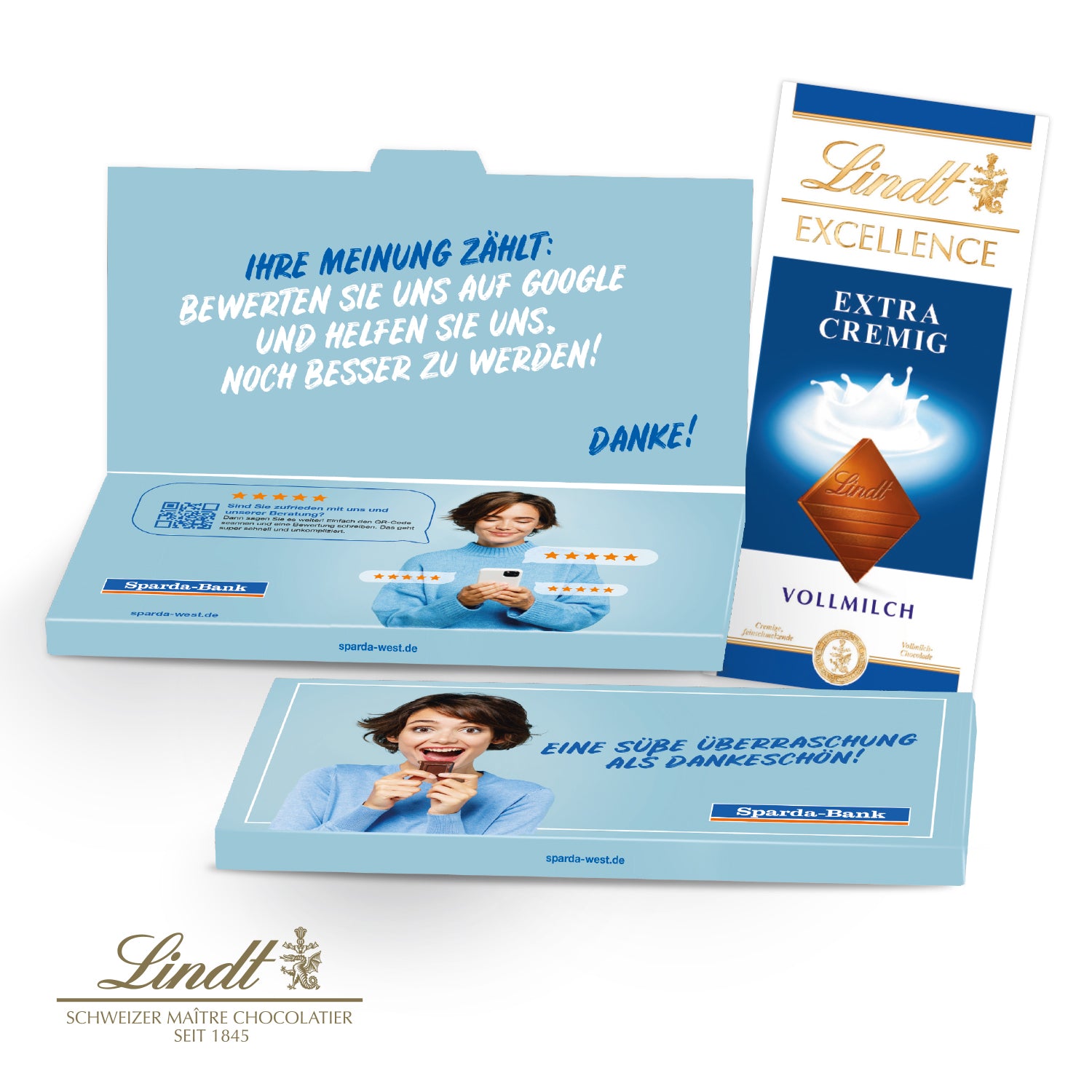 Grußkarte mit Schokoladentafel von Lindt Excellence