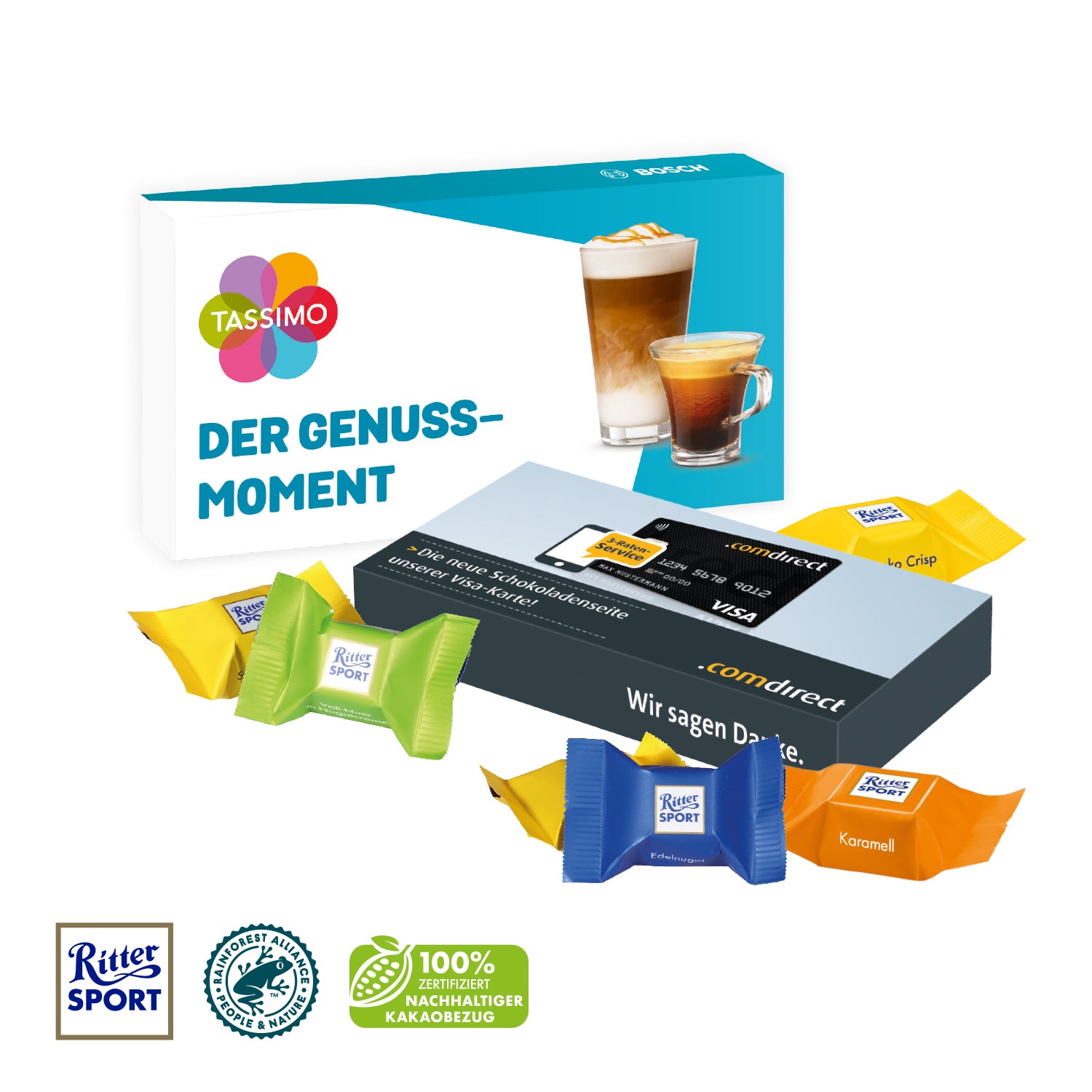 Ritter SPORT Schokowürfel in Präsentbox