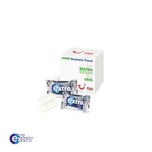 Werbewürfel mit Wrigleys Extra Professional Kaugummi
