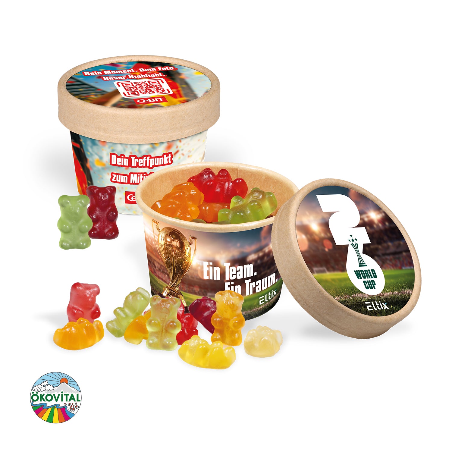Werbe-Fruchtgummi Paperbox mit Einleger und Banderole