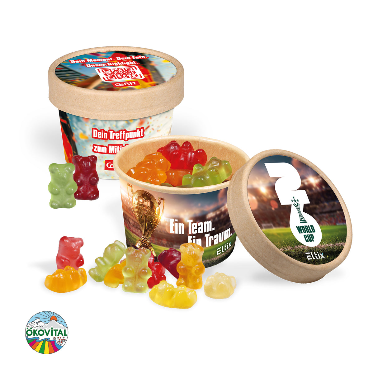 Werbe-Fruchtgummi Paperbox mit Einleger und Banderole