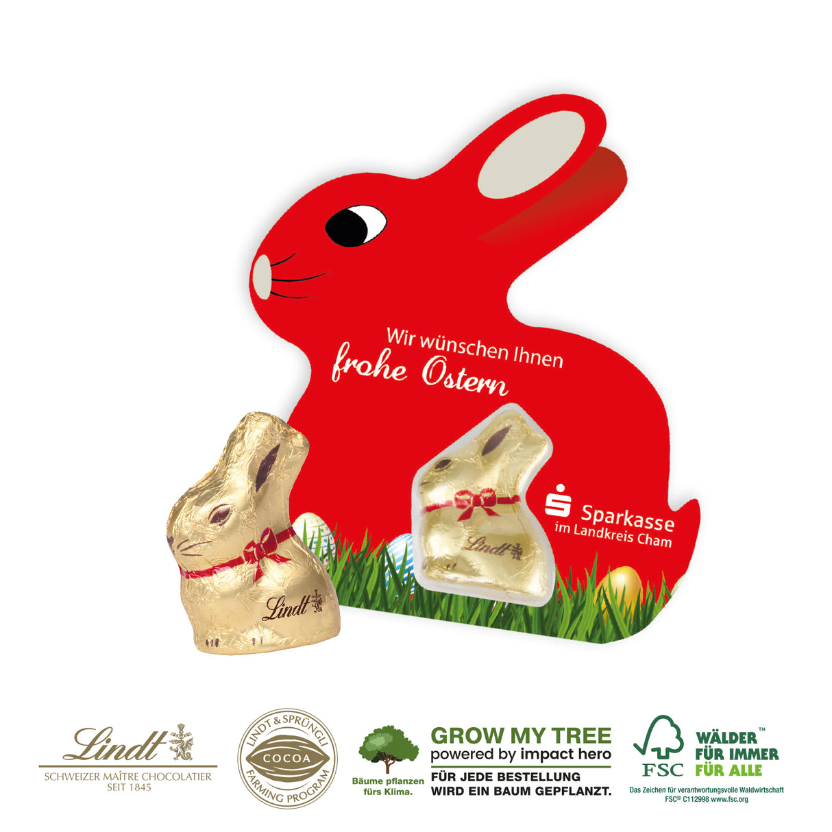 Schokokarte mit Lindt Goldhase
