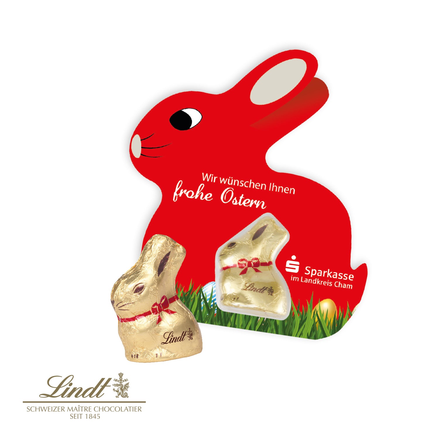 Schokokarte mit Lindt Goldhase