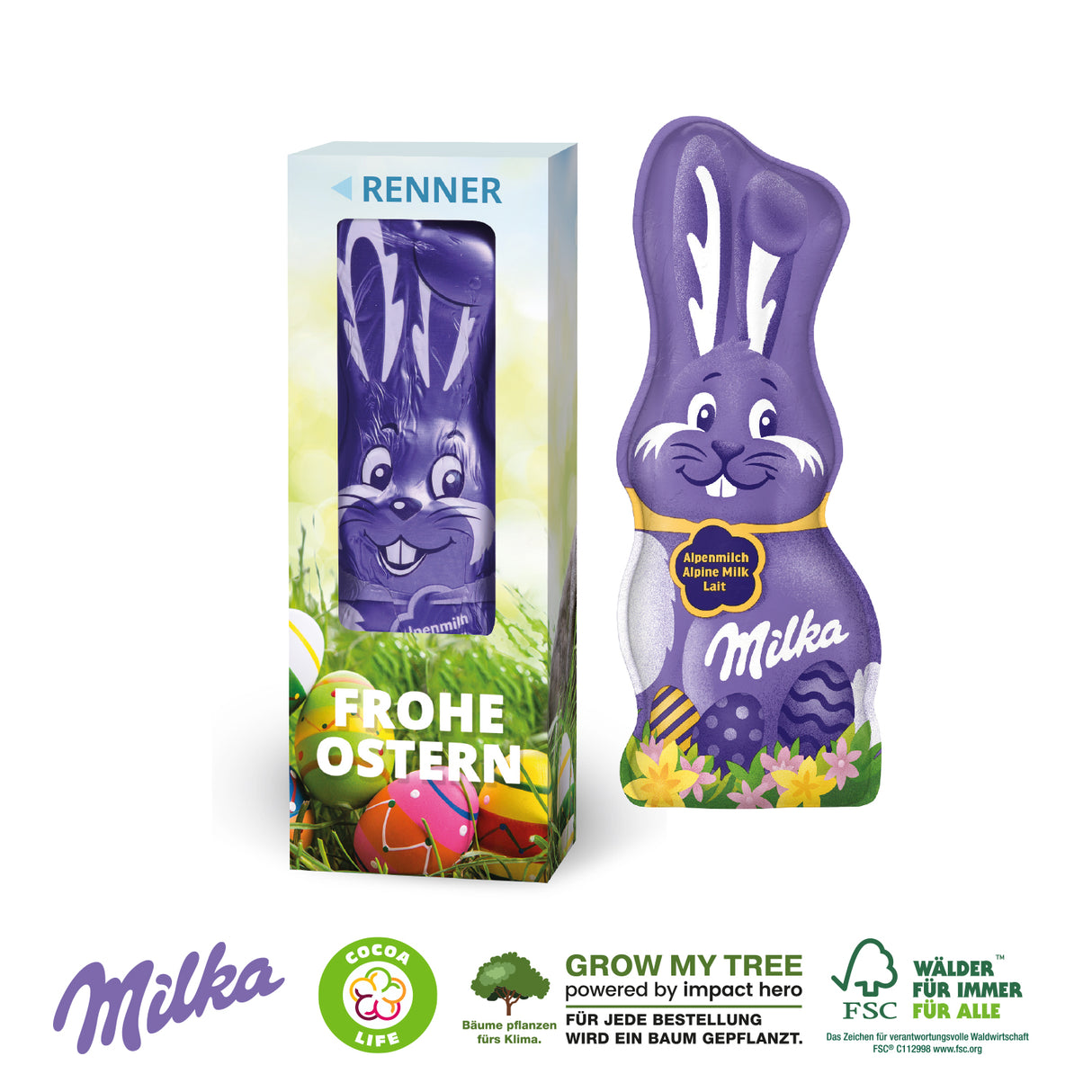 Milka Schmunzelhase in der Werbebox, 45 g