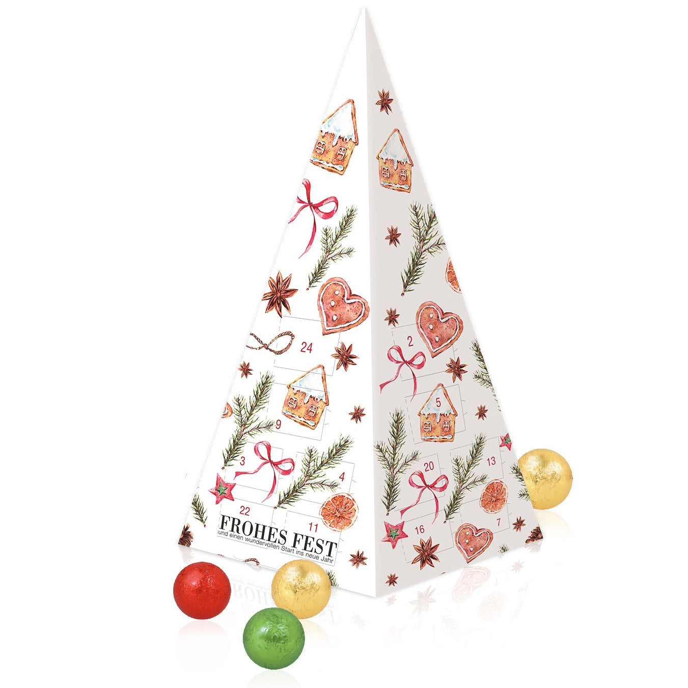 Adventskalender „Weihnachtspyramide“ mit Schokolade